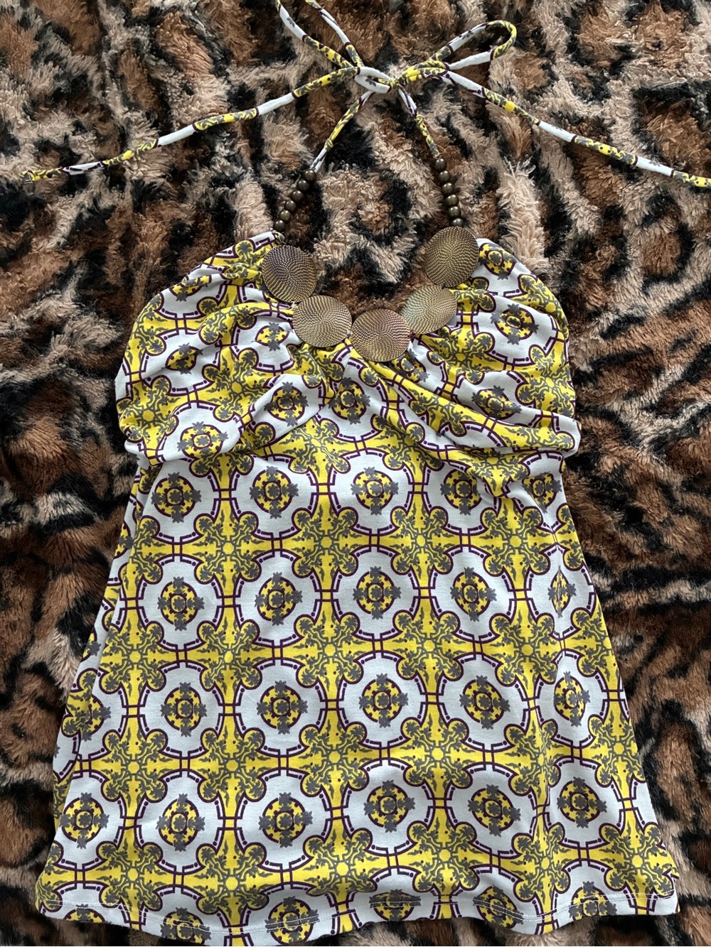 Beaded pattern halter top